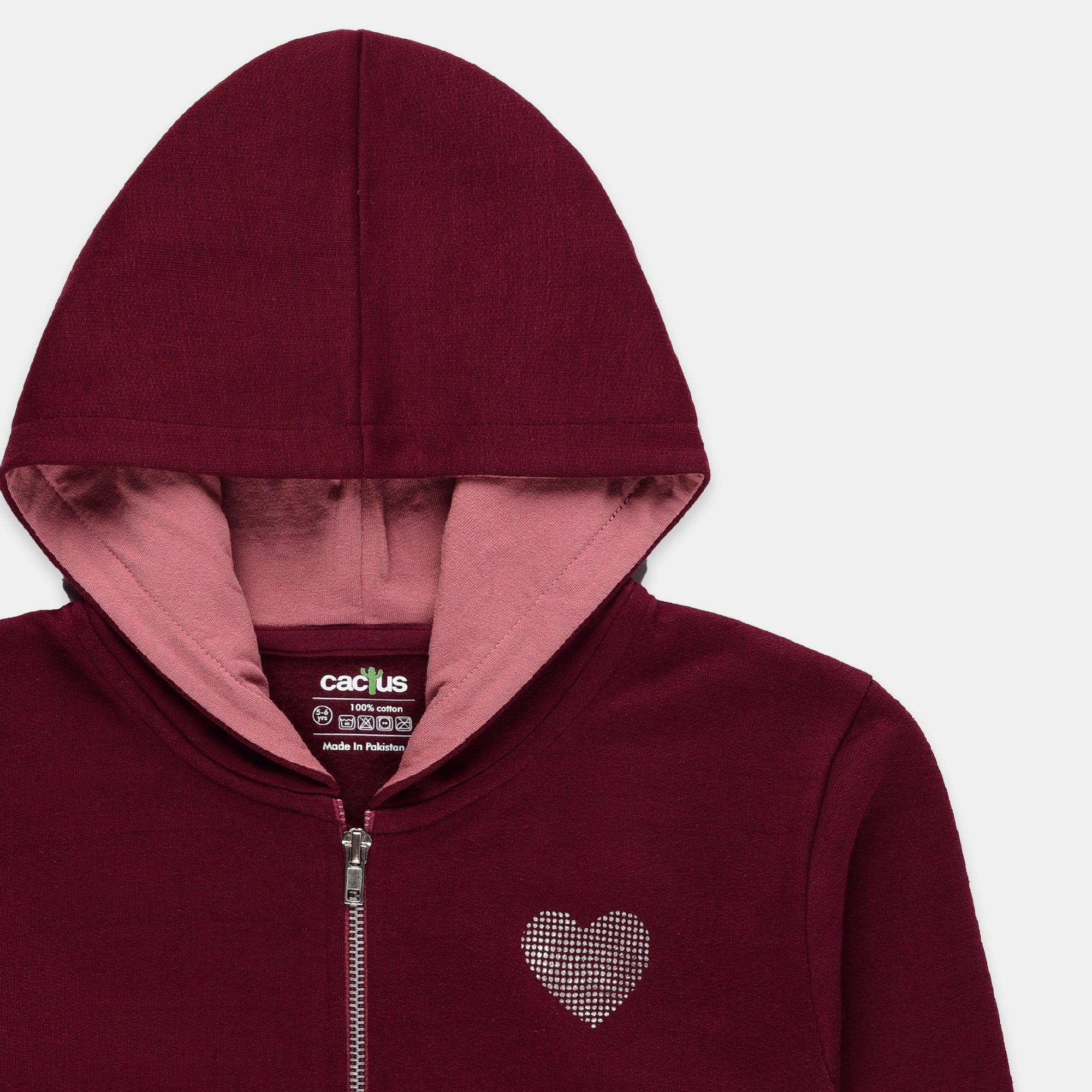 Maroon Zip-Up Hoodie CO-ORD Set (3-14y)
