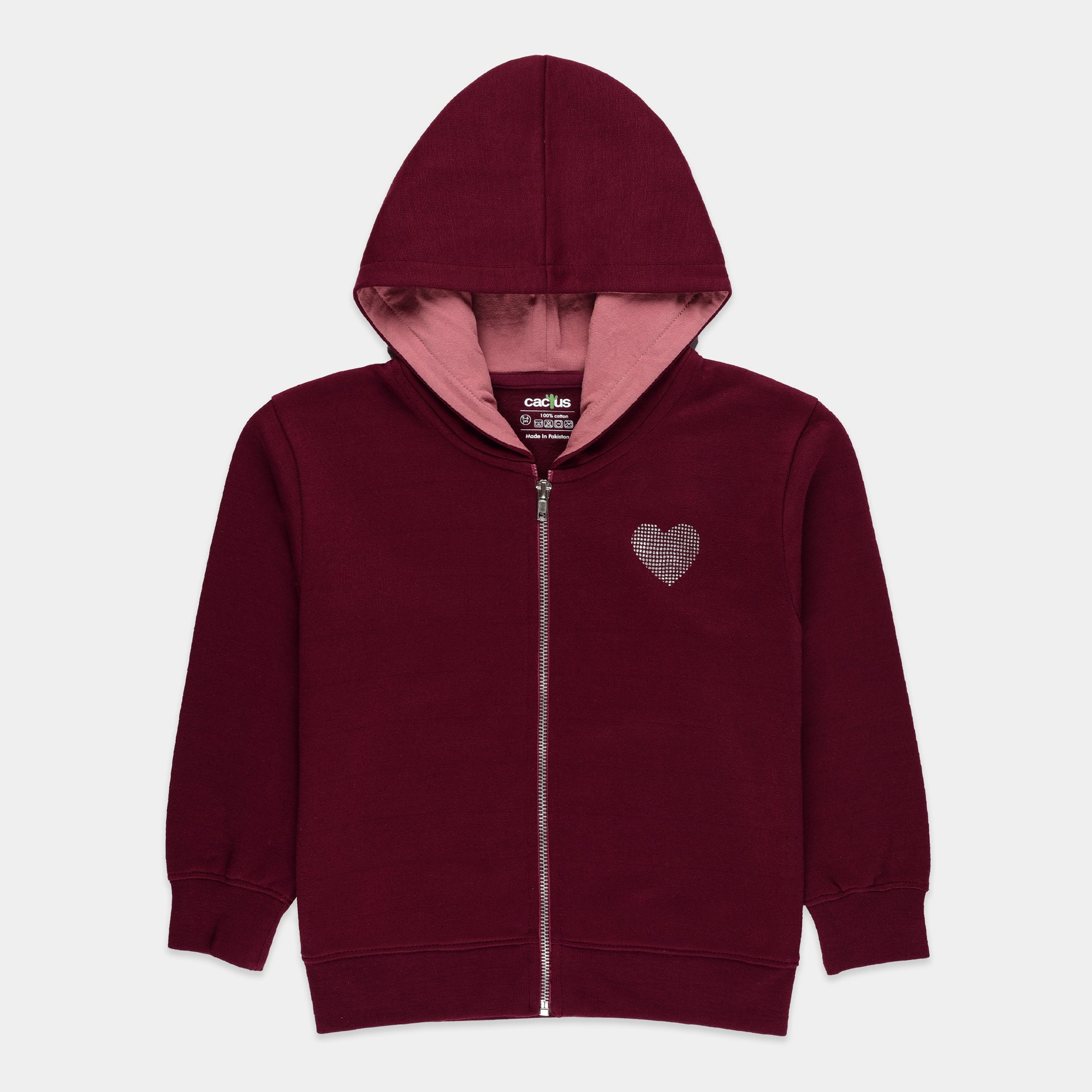Maroon Zip-Up Hoodie CO-ORD Set (3-14y)