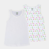 2pk Floral & White Cotton Vests