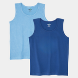 2pk Pure Cotton Blue Vests